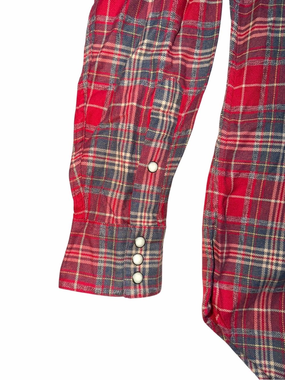 Polo Ralph Lauren Western Snap Flannel Shirt Red Tartan Plaid Men’s Large - Picture 3 of 9